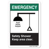 Signmission ANSI Emergency Sign, Safety Shower Keep Area Clear, 10in X 7in Rigid Plastic, 7" W, 10" L, Landscape OS-ES-P-710-L-19909
